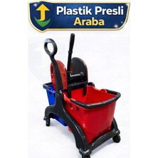 St. Morritz Umbex Çift Kovalı Plastik Siyah Temizlik Arabası Paspas Arabası (Plastik Presli A Kalite)