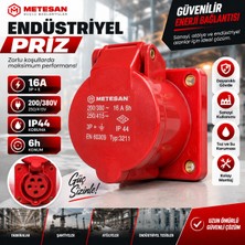 Metesan 16A 3p+E Endüstriyel Priz 200/380V IP44 Sanayi Tipi Duvar Prizi