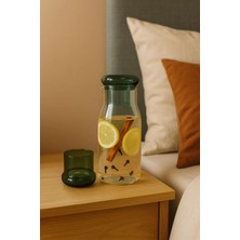St. Morritz Borosilikat Cam Sürahi/karaf 950ML Bardaklı Başucu Sürahisi
