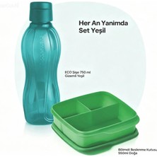 Tupperware Eco Şişe 750ML Bölmeli Beslenme Kutusu Set