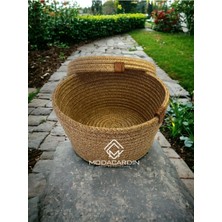 St. Morritz  jüt Hasır Sepet Oval Kapaklı Organizer 20X20