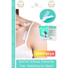 Denguva Özel Üretim Şeffaf Elbise Sabitleyici Dekolte Takı Kıyafet Bandı Elbise Kaydırmaz 108 Parça Bant