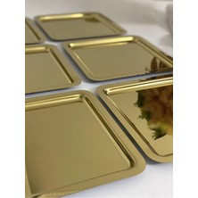 St. Morritz Dmr Life 6'lı Lüx Kare Paslanmaz Çelik Gold Renk 24X24CM Kahve Servis Sunum