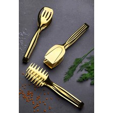 St. Morritz Dmr Life Gold Servis Sunum Makarna Pasta Salata Kek Maşa Seti Takımı 3'lü