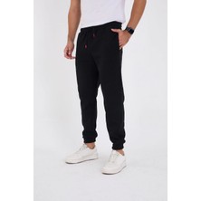 3 Kışlık Üç Iplik Lastikli Eşofman Pantolon - Siyah