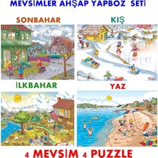St. Morritz Ahşap Yapboz Puzzle 4lü Set Mevsimler Ilkbahar Yaz Sonbahar Kış