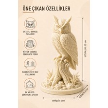 Eb Studio Kütük Üzerinde Baykuş Figürlü Dekoratif Biblo Beyaz – Ev Ofis Masaüstü ve Raf Dekoru 10 cm