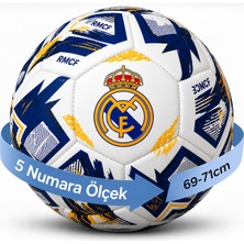 Jasper Real Madrid Temalı 5 Numara Futbol Topu – 69-71 cm – Beyaz Lacivert – Halı Saha ve Açık Alan Futbol Topu