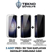 Tekno Şövalye (3 Adet) iPhone 17 Pro Max & 16 Pro Max Uyumlu Hayalet Tam Kaplayan Antistatik 'pro 9h' Kırılmaz Cam