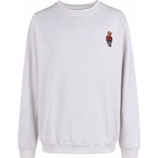 Trender Ayı Nakış O Yaka Ekru Erkek Sweatshirt 27KDT1000006