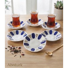 Abnturk 6 Adet Porselen Görünümlü Kırılmaz Mavi Melamin Çay Tabağı Porselenden Daha Kaliteli Sağlam Ultra Lüks Kahveci Çay Tabağı