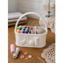 Dikiş Kutusu Organizer – Bölmeli Iplik, Makas ve Dikiş Malzemesi Düzenleyici Dekoratif Sepet