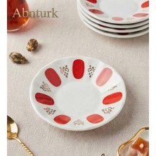 Abnturk 6 Adet Kırılmaz Kırmızı Melamin Çay Tabağı Porselen Görünümlü Porselenden Daha Kaliteli Sağlam Ultra Lüks Kaliteli