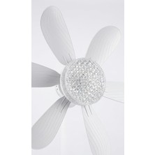 TeknoKapsül Kristal LED Avizeli Tavan Vantilatörü - 30W E27 Duy Pervaneli Lamba - Uzaktan Kumandalı, 6 Kanatlı, 3 Kademeli Hız ve Kısılabilir Işık - Sessiz Çalışan Modern Tavan Fanı