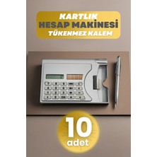 St. Morritz 10 Adet Taşınabilir Hesap Makinesi Güneş Enerjili Kartvizitlik Tükenmez Kalem Cep Tipi Calculator