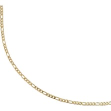 Zeino Figaro Zincir Kolye  - 14K Altın Kaplama - 50 cm (3 Mm)