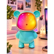 Biton Toptan Ayıcık Bluetooth Hoparlör Rgb Animasyon Işıklı Yüksek Ses Çıkışlı USB ve Kart Mini Speaker Mavi