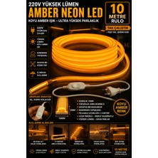 Econa 10 Metre Amber 220V Neon LED Şerit ,tak Çalıştır Set, Fişli Anahtarlı Esnek Şerit Led, ,turuncu Led,mutfak,tezgah Ledi,led Şerit Işık ,ambiyans Işık Havuzu, Kendinden Yapışkanlı,kehribar LED