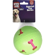 Belirtilmemiş Işıklı Kemik Desenli Plastik Top Köpek Oyuncağı 7,5 cm Yeşil