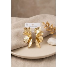 Arenes 316L Çelik Gold Renk Lotus Yaprak Model Kadın Küpe - Lisinya