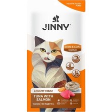 Belirtilmemiş Jinny Creamy Skin Coat Ton Balıklı ve Somonlu Kedi Sıvı Ödül Sı 5X15 gr
