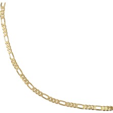 Zeino Figaro Zincir Kolye  - 14K Altın Kaplama - 50 cm (5 Mm)