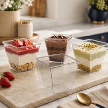 20'li 200 cc Kübik Prizma Mika Kase Magnolya Tatlı Meze Salata Sunum Kabı | Kitchera Home
