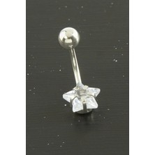 Zero Land Csmo-Tex Yıldız Zirkon Taşlı Çelik Piercing 1 Adet Gümüş Rengi