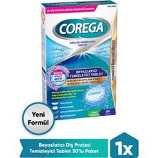 Corega Temizleyici Beyazlatıcı Nane Ferahlığı 30 Tablet