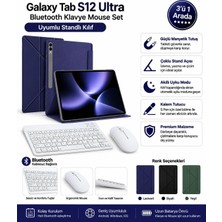 EHZ Teknoloji Galaxy Tab S12 Ultra Uyumlu Bluetooth Klavye Mouse Seti Standlı Kılıf 3’lü Set