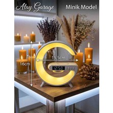 Atay Garage Akıllı Rgb Başucu Lambası - Kablosuz Şarjlı Bluetooth Hoparlör & Dijital Saatli Gece Lambası Masa Saati