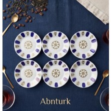 Abnturk 6 Adet Kırılmaz Mavi Melamin Çay Tabağı Porselen Görünümlü Porselenden Daha Kaliteli Sağlam Ultra Lüks Kaliteli