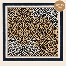 Aquasis Safari | Kadın Saten Desenli Kare Fular 60X60 cm