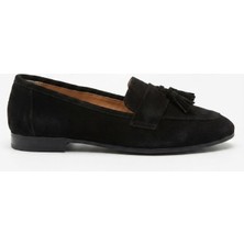 Noxmark Hakiki Deri Süet Püskül Detaylı Kadın Loafer Ayakkabı