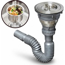 Alet Çantam Derin Sepetli Büyük Mutfak Evye Lavabo Çöpmak Sifonu Paslanmaz Geniş Süzgeç Gider Borusu