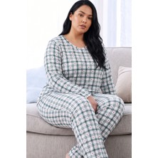 Siyah İnci Desenli Termal Kumaşlı Ultra Soft Yumuşak Büyük Beden Battal Boy Örme Pijama Takımı 26226721