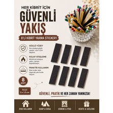 The Kibrit House 8’li Dikdörtgen Kibrit Yakma Stickerları - 5x1.5cm Siyah Mat Pürüzlü