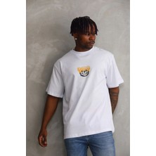 Velmora Fashion Erkek Baskılı T-Shirt Kısa Kol Bisiklet Yaka Rahat Kalıp Tişört  - Beyaz