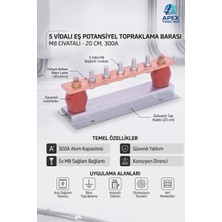 Sutem 5 Vidalı Izolatörlü Eş Potansiyel Topraklama Barası (300A - 20CM) - 1 Adet