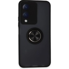 Mestore Vivo Y17S Kılıf Montreal Yüzüklü Silikon Kapak - Siyah