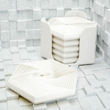 Brf Store Megsan Super Fidget Coaster Seti – 3D Baskı Altıgen Desenli Bardak Altlığı ve Tutucu-Beyaz