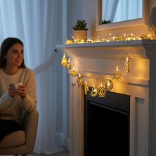 Brf Store Megsan Coverzone 10’lu 2 Metre Pilli LED Ramazan Kandil Temalı Dekoratif Işık, Sarı Işık 2 Modlu Ayd