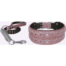 Mestore Markapet Elegance Deri Işlemeli Lüks Köpek Tasma Seti Xl 7 Cm*60-68 cm Pudra - DR-5005