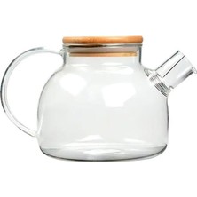Royaleks Group Bambu Kapaklı Borosilikat Cam Demlik 1000ML ROYALEKS-CM-2000