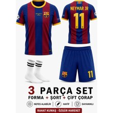 Yensa Barcelona Neymar Jr 2011 Bordo Çocuk Futbol Forması Takımı 3 Parça Çorap Hediyeli