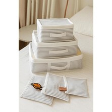 Brf Store Canarino Pazar Kapısı 6'lı Bavul Organizer Seyahat, Hastane Çantası Düzenleyici (Gri Çizgili)