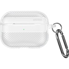 Brf Store Canarino Minesk Airpods Pro 2 ile Uyumlu Fiber Karbon Görünümlü Şeffaf Silikon Kılıf Tam Oturan Müke