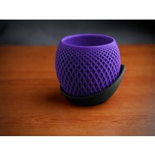Brf Store Canarino Küre Saksı – 3D Baskı Kafes Dokulu Iki Parçalı Dekoratif Saksı - Mor-Siyah