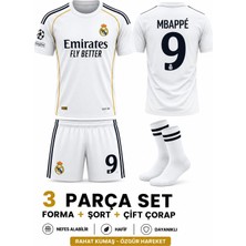 Sidas Real Madrid Mbappe Beyaz 9 Numara Çocuk Forma Takımı3'lü Set