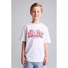 Brf Store Canarino DEFACTO%100 Pamuk Regular Fit Bisiklet Yaka Türkiye Baskılı Kısa Kollu Beyaz Tişört Erkek Ç